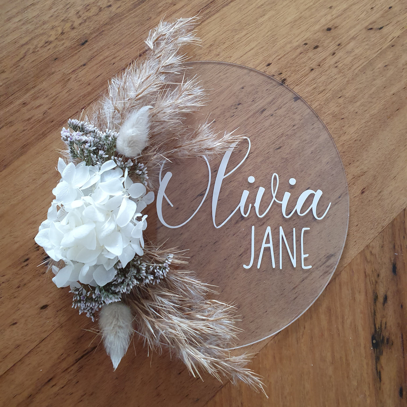 Personalised Clear Plaques with Preserved Flowers